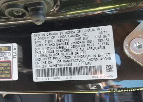 2017 Honda Cr-V Ex-L/Ex-L Navi z USA, uszkodzony, nr VIN 2HKRW2H87HH660403